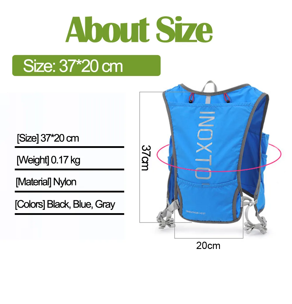 5L Lightweight Hydration Running Backpack Vest Nylon Pack Bag Cycling Marathon Portable Ultralight Hiking