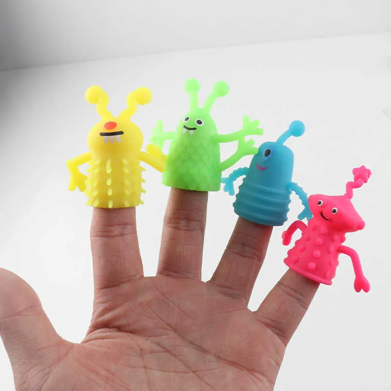 Squeeze finger monster glöd i de mörka ljusa lilla monster finger docka leksaker barn barn berättelse berättande prop mini fingertopp marionett fingertopp täcka leksak g7228pb