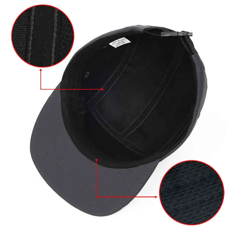 Mäns 5 panelmössa unisex fasta färger platt grim nylon snabb torrt baseball gorro utomhus vattentät hiphop hatt 220209265r