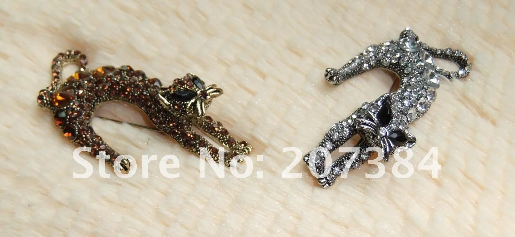 wholesale free shipping, zircon cat women brooches,fashion alloy cat crystal animal brooch,2 colors