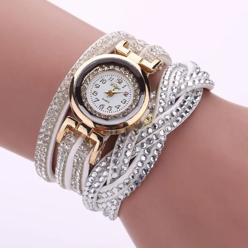 Mody kobiet skórzany zespół mały dial renogio feminino diamentowe bransoletka zegarki kwarcowe nadgarstki arabskie cyfry zegarowe