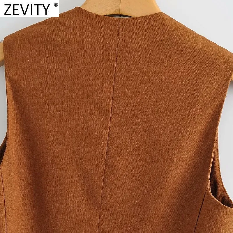 Women V Neck Solid Color Slim Linen Vest Jacket Ladies Retro Sleeveless Single Breasted Casual WaistCoat Chic Tops CT706 210420