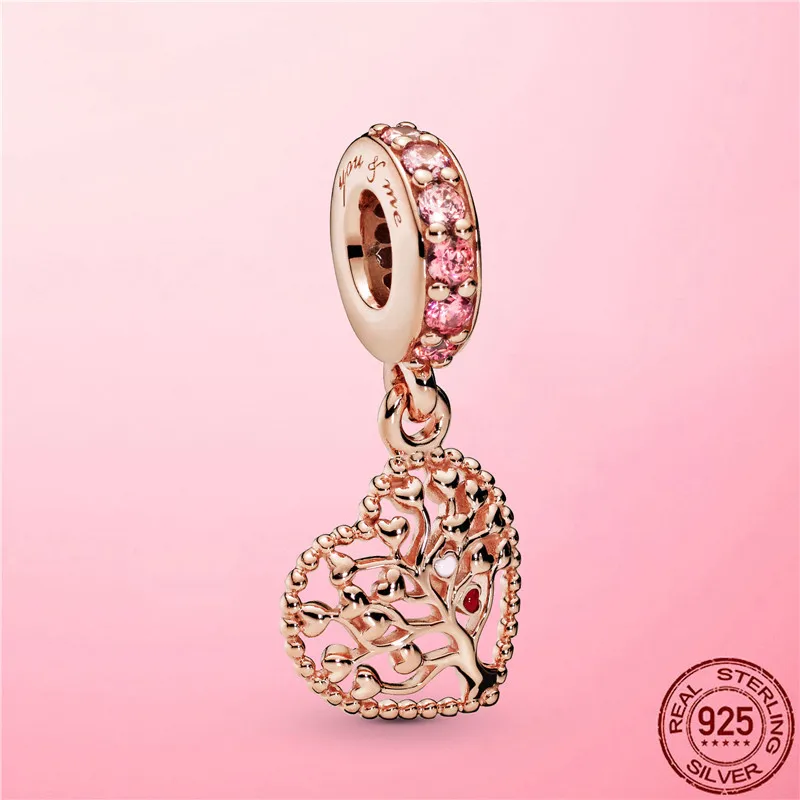 925 Sterling Zilver Flamingo Leaf Rose Flower Charm CZ Luxe Kralen Fit Pandora Armband Voor Vrouwen 925 Sieraden Cadeau