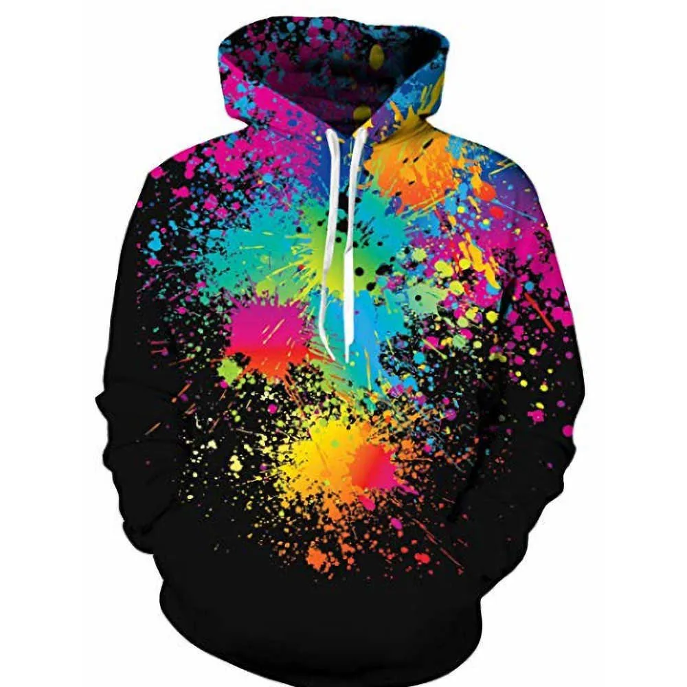 Mode regnbåge färgglada oljefärg män kvinnor 3d tryckta hoodies pensonalitet tröja kausal unisex hip hop pullover 210924