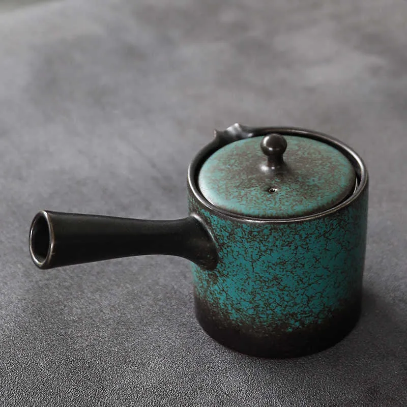 Tangpin Cerâmica Kyusu Bule Verde Tradicional Chinês Chá Pote 200ml 210724