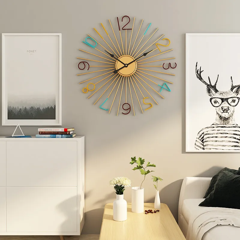 60 cm Large Horloge en métal Moderne Design Bar Décoratif Café Creative Nordic Big Horloges Horlogerie Fer Art Art Montre Murale Décor 210414
