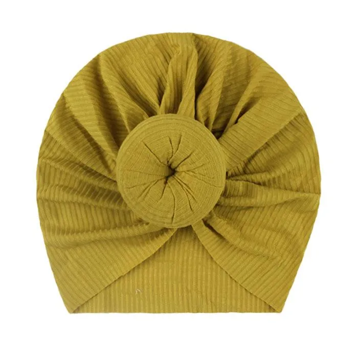 12 couleurs bébé chapeaux mignon fille garçon noeud indien beignet turban coiffure casquette enfants tête enveloppement solide doux bandeau coton côtelé infantile enfant en bas âge bandeau bonnet