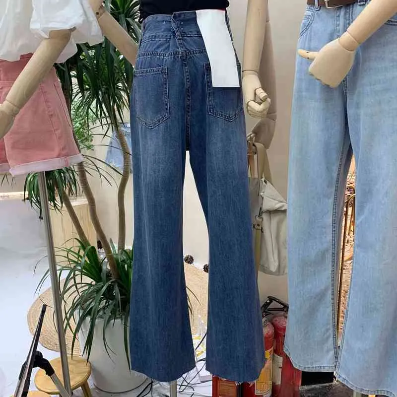 Primavera moda alta cintura calça jeans longa para mulheres temperamento tudo jogo denim flare calças casuais mulher calças 210514