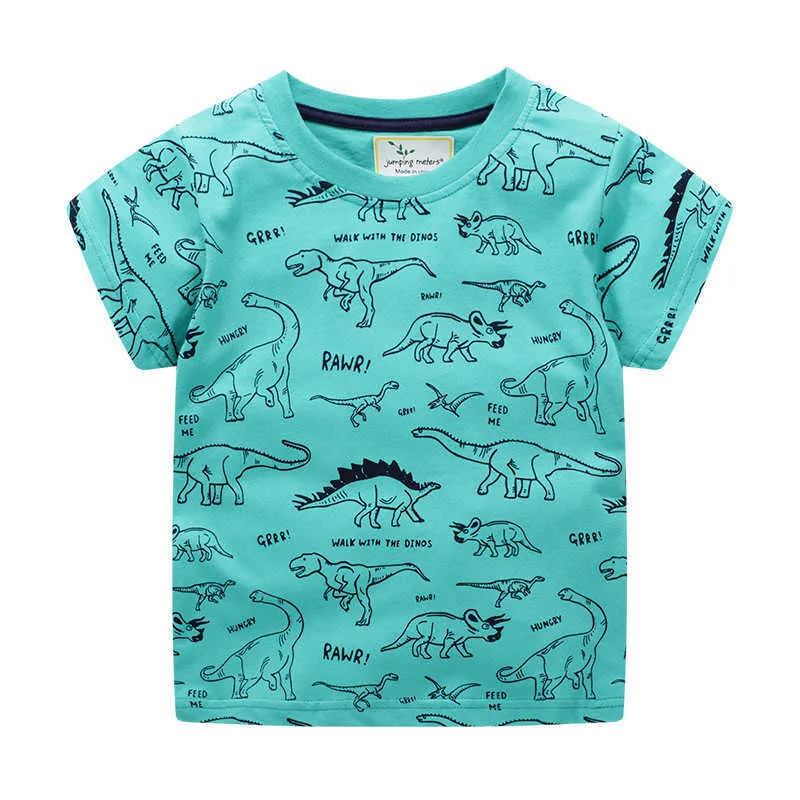 Springen Meter Sommer Jungen T-Shirts Tops Baumwolle Tiere Applikation Mode Designs Kinder Kleidung Mädchen T-Shirts Kinder 210529