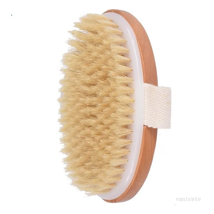 Brosse de bain peau sèche corps doux poils naturels SPA les brosses en bois bain douche brosse à poils sans poignée accessoires de salle de bain T2I52093