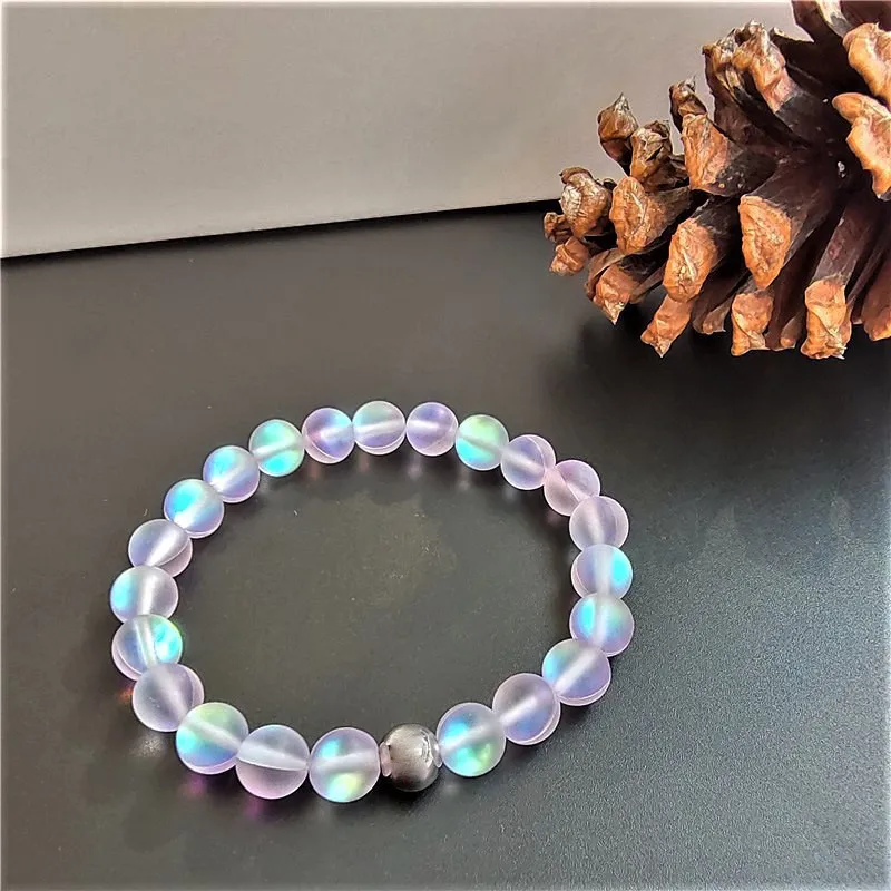 Bracelet de perle en verre coloré Bracelet de perle élastique de pierre flash 8 mm