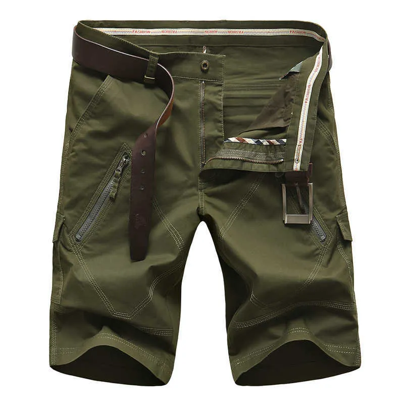 Arrivées Mode Hommes Cargo Shorts Droite Lâche Coton Mans Pantalon Court Bas Plus Taille 48 50 AYG227 210714