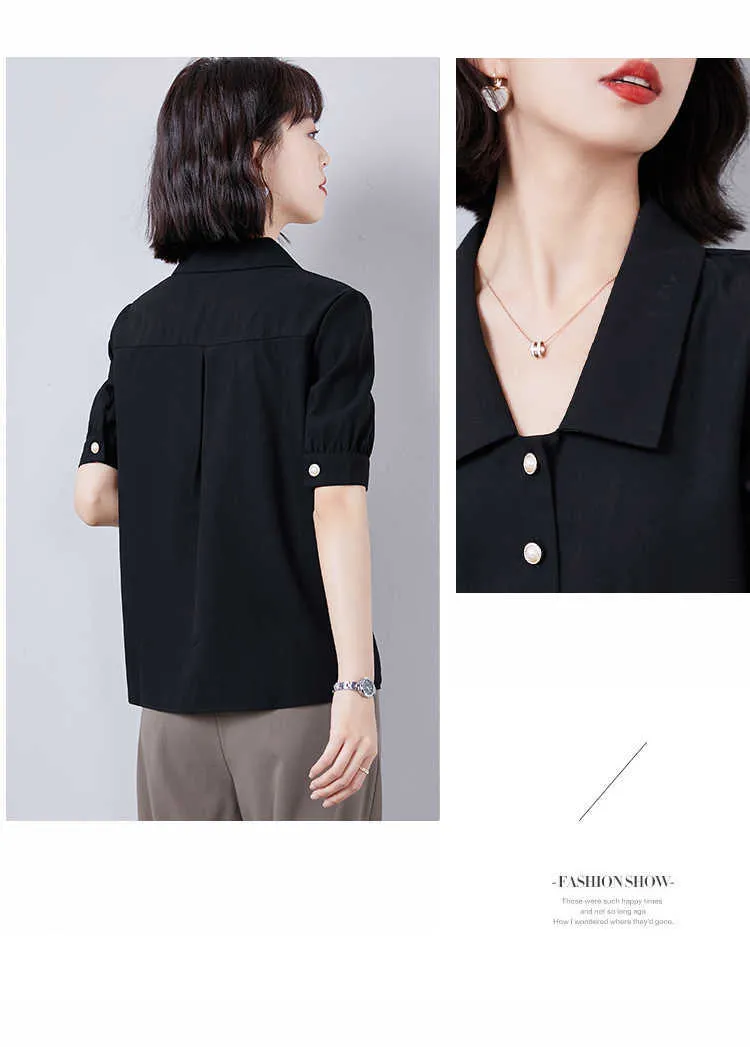 Sommar koreansk mode satin knäppas ned skjorta för kvinnor nedbrytning krage kontor dam vit blus plus storlek xxxl 210531