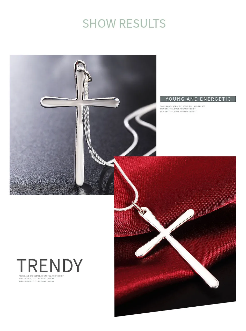 925 zilver 1mm / 2mm / 3mm snake ketting kruis hanger ketting voor mannen vrouwen juwelen partij geschenken