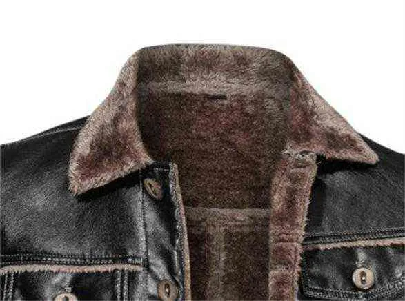 Mens autunno inverno giacche di pelle spessa moda collo in pelliccia sintetica antivento caldo giacca da uomo cappotto maschio marchio di abbigliamento taglia 8xl 211110