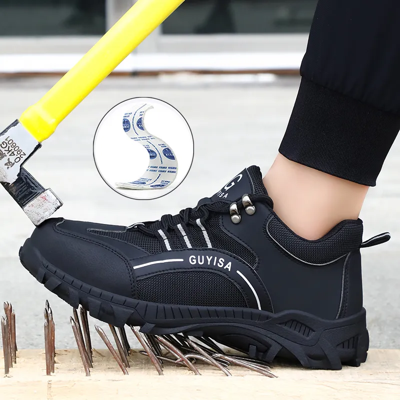 2022 bottes de travail sécurité chaussures à bout en acier hommes chaussures indestructibles chaussures hommes chaussures de sécurité anti-crevaison hommes bottes de randonnée hommes