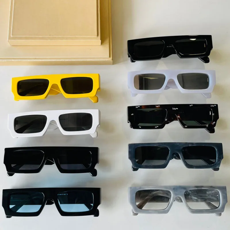 مصمم النظارات الشمسية OMRI006 الأزياء الفاخرة الكلاسيكية المستطيلة الإطار الأصفر الساقين مرآة السهم مزدوج الرجال والنساء عطلة Glasse255z