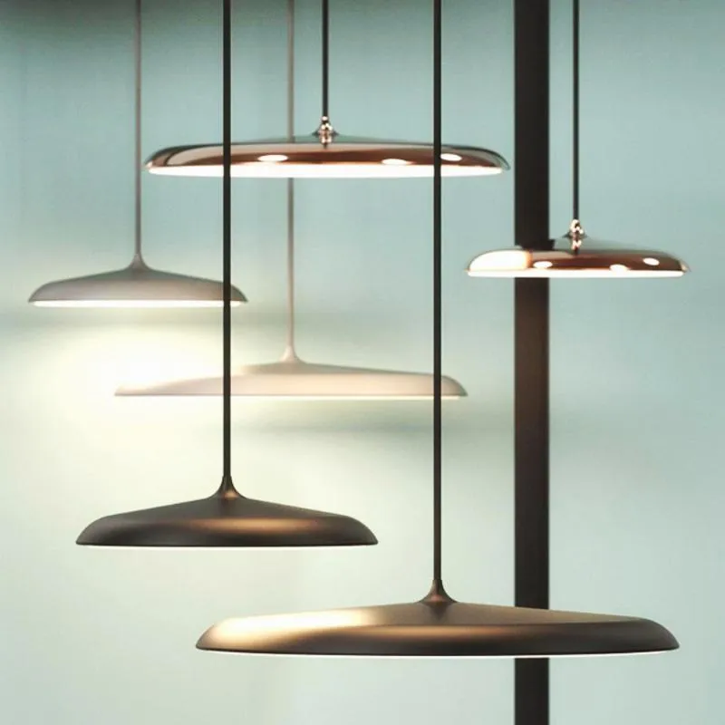 Lámpara LED de disco UFO de diseño de arte moderno para restaurante, sala de estar, dormitorio, mesa, estudio, Bar, lámpara colgante de suspensión, 260t