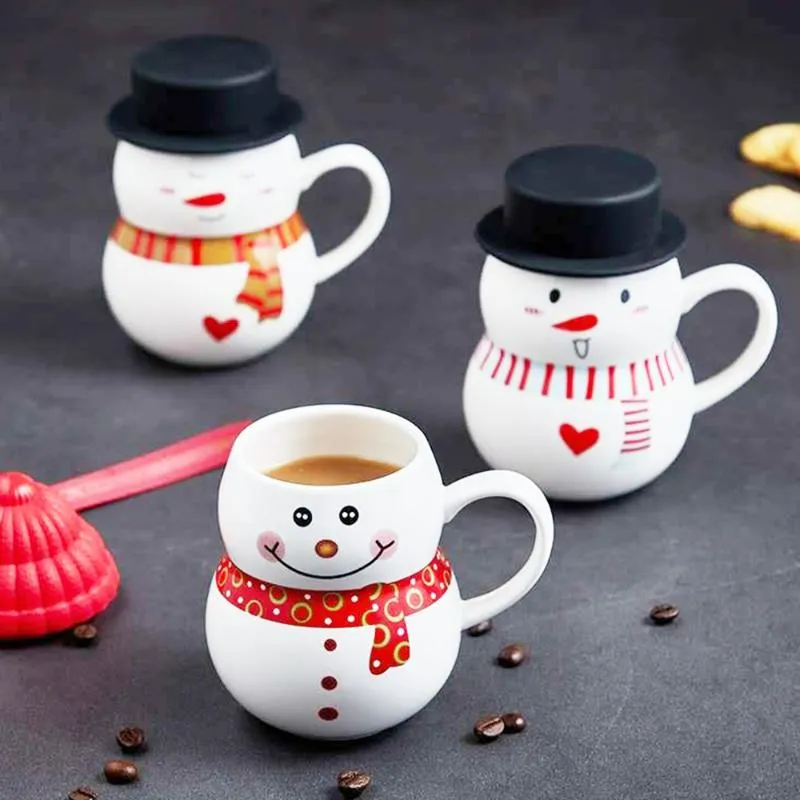 Mokken 9 Soorten Creatieve Keramische Mok Koffie Kerst Cartoon Sneeuwpop Water Cup Met Deksel Thuis Fles Jaar 2022 Gifts273P