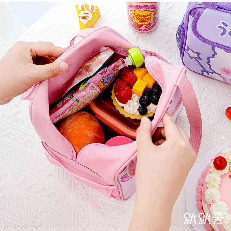 Kawaii torba na lunch Kobiety Śliczny niedźwiedź piknik Travel Thermal Breakfast Box Dziewczyny Szkoła Dziecko Wygodne torby z jedzeniem 118 211102268o