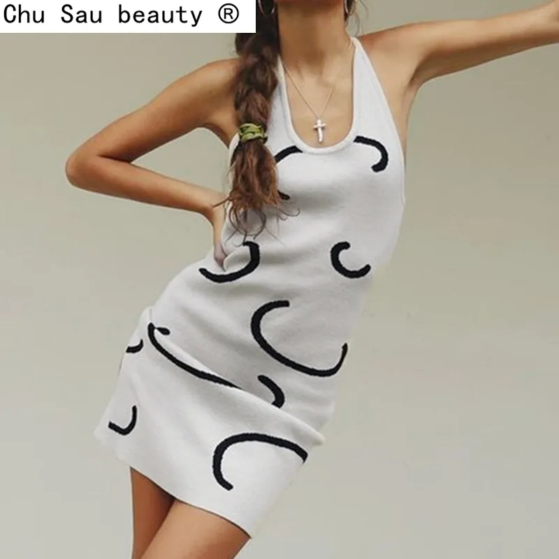 Woolen Suspender Skirt Female Women Summer Beach Style Backless Dress Waist Sexy Tight Fashion 210514
