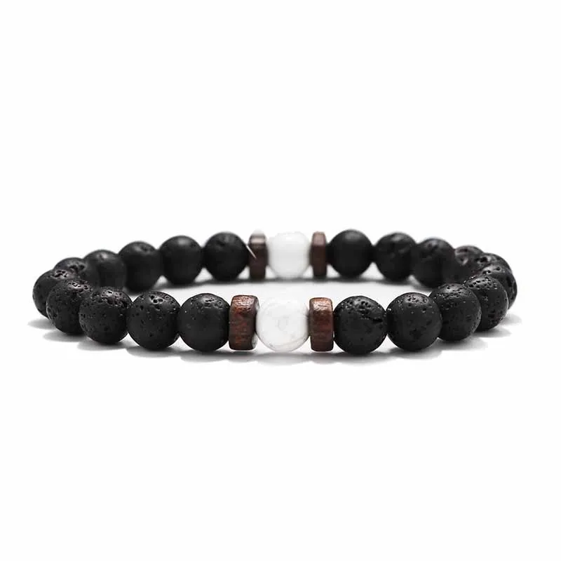 Vulkanische Steen Armband Voor Mannen Lava Houten 8Mm Kralen Braceletes Tibetaanse Boeddha Pols Ketting Vrouwen Mannen Sieraden Gift armbanden