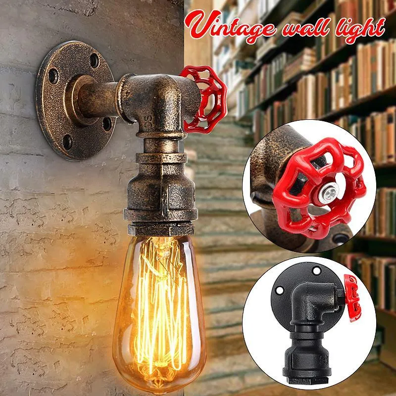 Wandlampen E27 Vintage Wasserpfeife Lampe Wasserhahn Form Steam Punk Loft Industrie Eisen Rost Retro Home Bar Dekor Beleuchtung Fixture3498