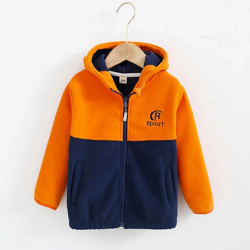 Höst Polar Fleece Jacket Kids Hooded Girls Coats Långärmad Tjocka Pojkar Varm Ytterkläder Kläder för barn 2-14 Y Kläder 211011