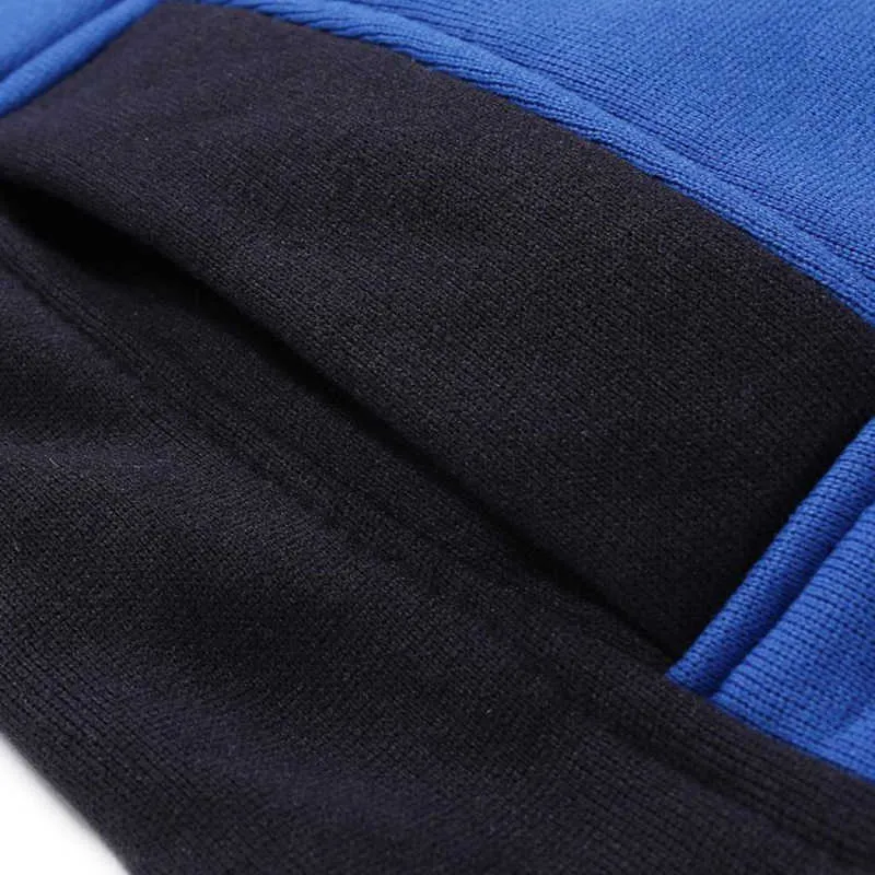 Mäns Personliga Färgkombination Double Zip Hoodie Cardigan Slim Hoodie Pantsuit X0610