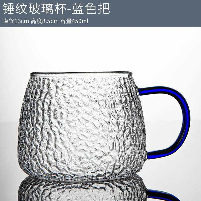 Mokken Japanse Handgehamerd Glas Water Cup Huishoudelijke Groene Thee Bier Koud Drankje Sap Met Handvat Kantoor Mok Drinkware Gift285H