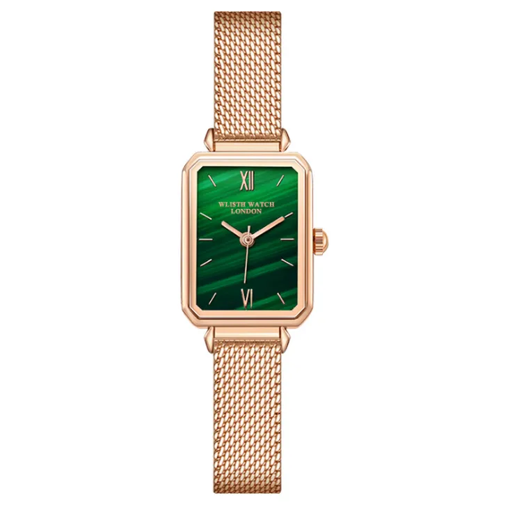 Ретро зеленый циферблат, простые темпераментные женские часы, кварцевые часы Stundents, сетчатый стальной ремень и ремешок из натуральной кожи, Speicial Scener279B