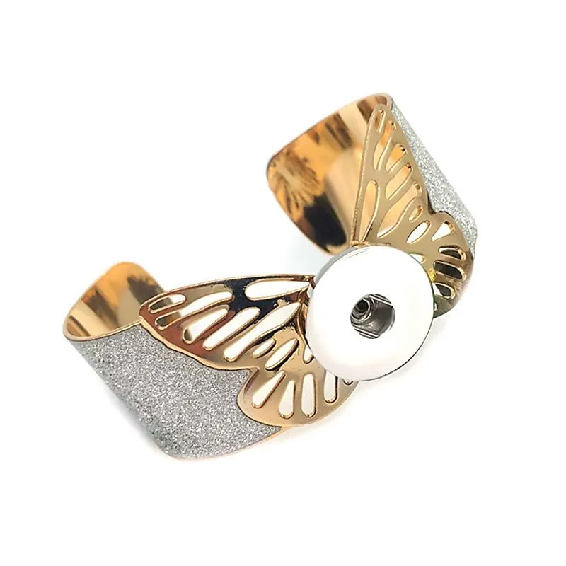 Nubuck 015 übertriebener Schmetterlingsarm Armband Armband Big Armband Armband 18 -mm -Schnappknopf Schmuck für Frauen2268