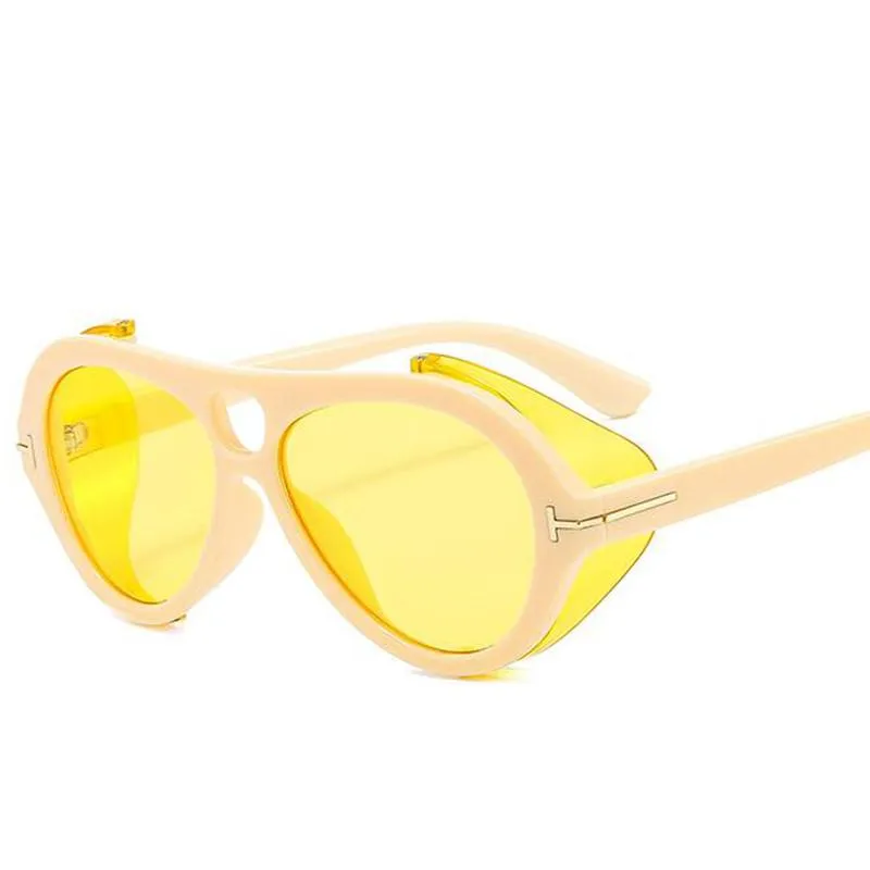 Zonnebrillen Oversized Yellow Pilot Women 2021 Tom Sun Glazen Men Mode Vintage Big Frame Shades UV400 Steampunk285C