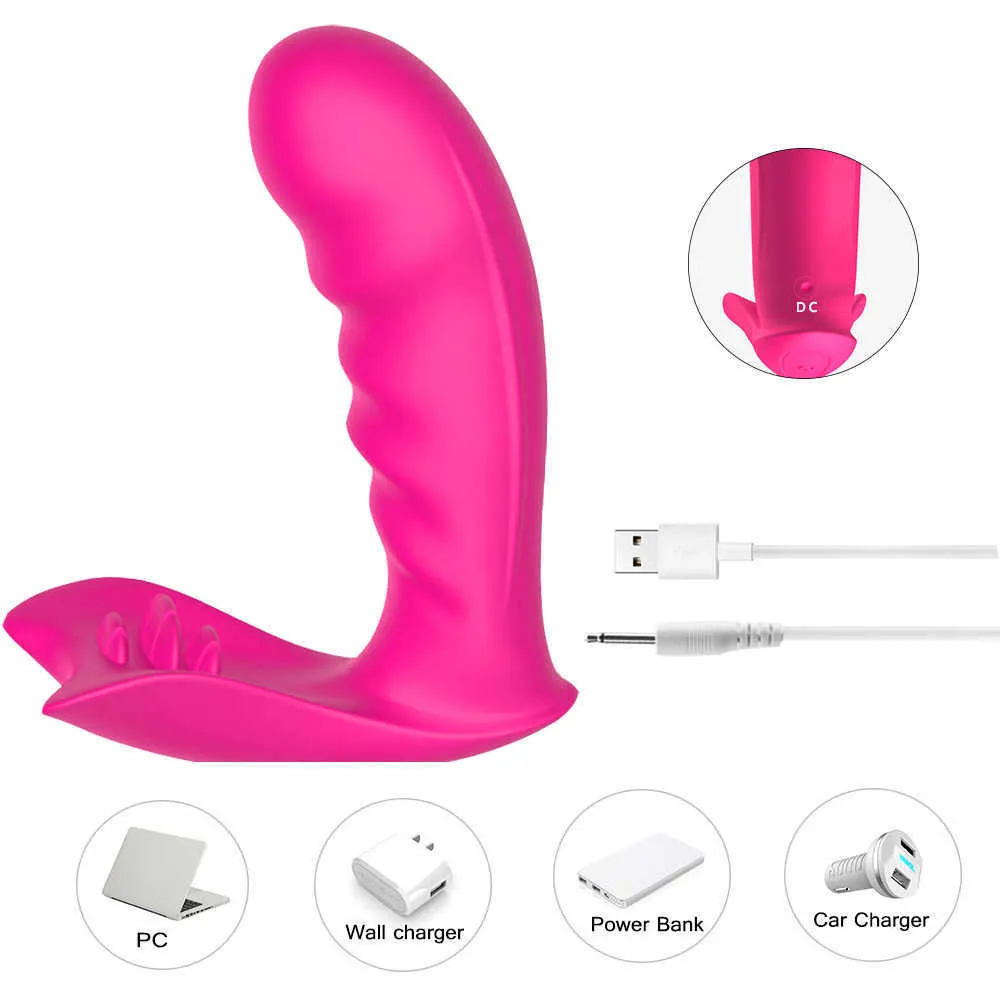 Massageföremål bärbar fjäril Dildo Vibrator trådlös fjärrkontroll G Spot Clitoris Stimulator Vagina Massager Sexiga leksaker för W220Z