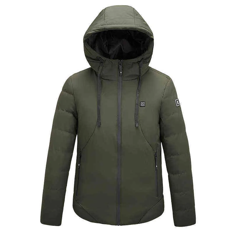 Men Women Cotton Coat USB Smart Electric Heated Jackets Winter Thicken Down Hooded Outdoor Hiking Ski Clothing 7XL 211110