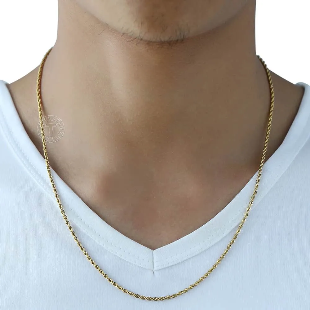 Gold Chain For Men Women Wheat Figaro Rope Cuban Link Chain Gold Filled Stainless Steel Necklaces Male Jewelry Gift Whole2378