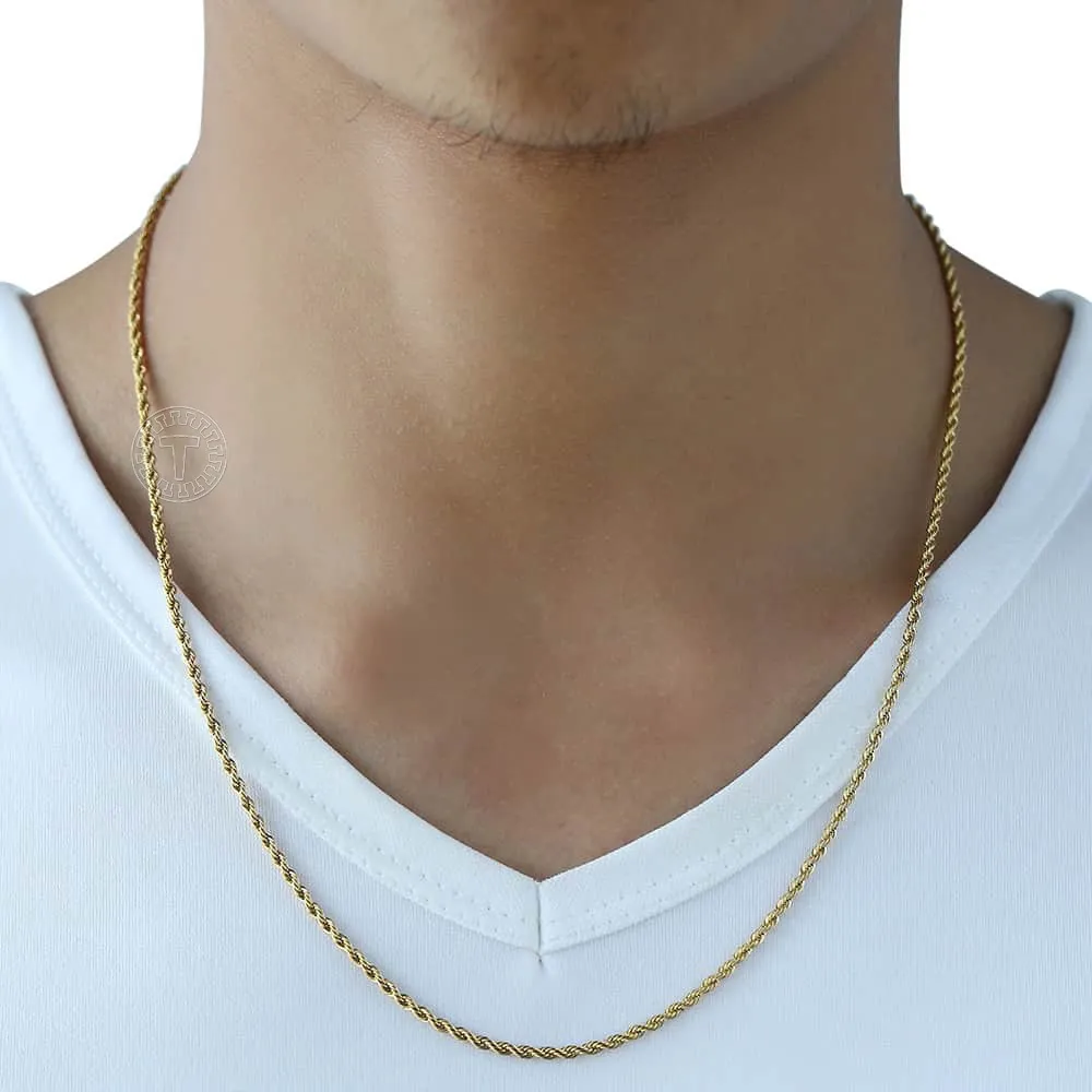 Gold Chain For Men Women Wheat Figaro Rope Cuban Link Chain Gold Filled Stainless Steel Necklaces Male Jewelry Gift Wholesale