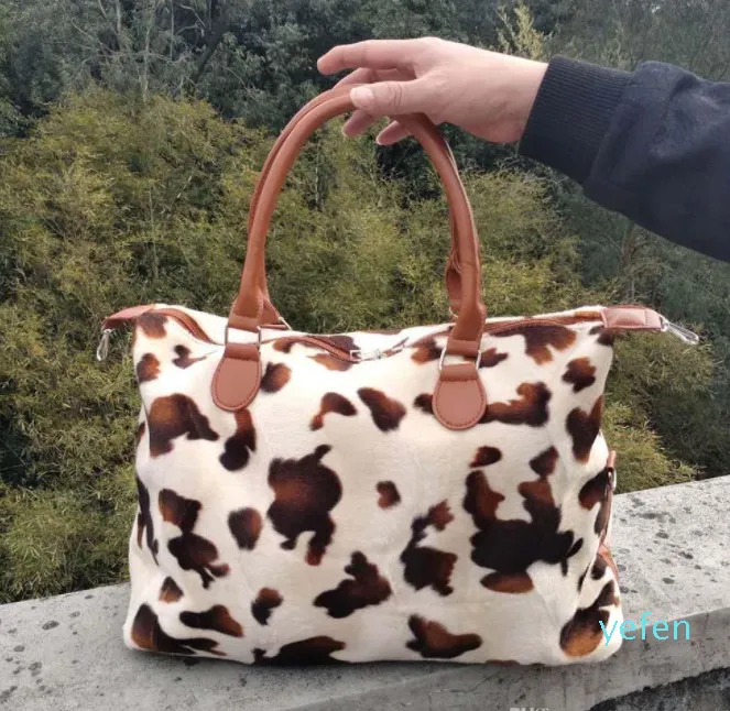 Sacs de voyage en peau de vache entière sacs polochons léopard Fannal sacs de sport de week-end imprimés de vache personnalisés DOM-1081405305O