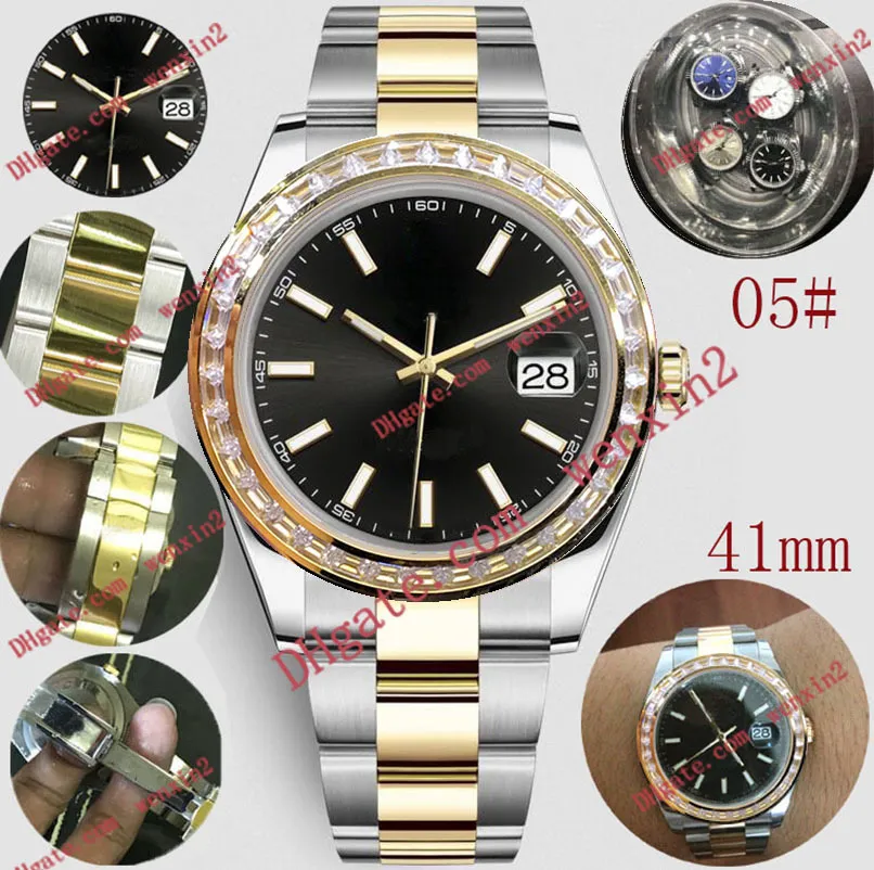 Herenhorloge cijfers waterdicht Mechanica automatisch Een diamant in de vorm van een strook 41 mm Hoogwaardige roestvrijstalen bezel sport195u