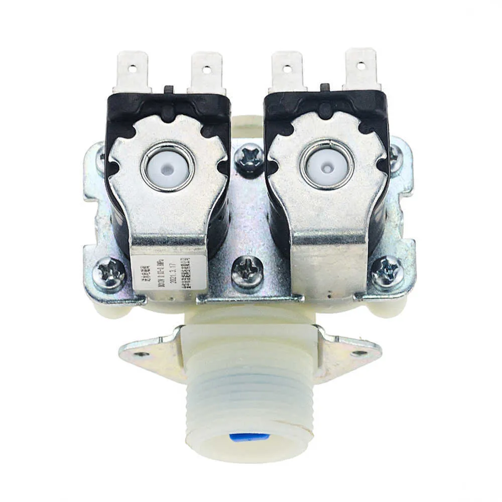 DN20 G3/4 1 In 2 DC 12V 24V AC 110V 220V Pressione Doppio solenoide ingresso acqua elettrico Normalmente chiuso lavatrice 210727