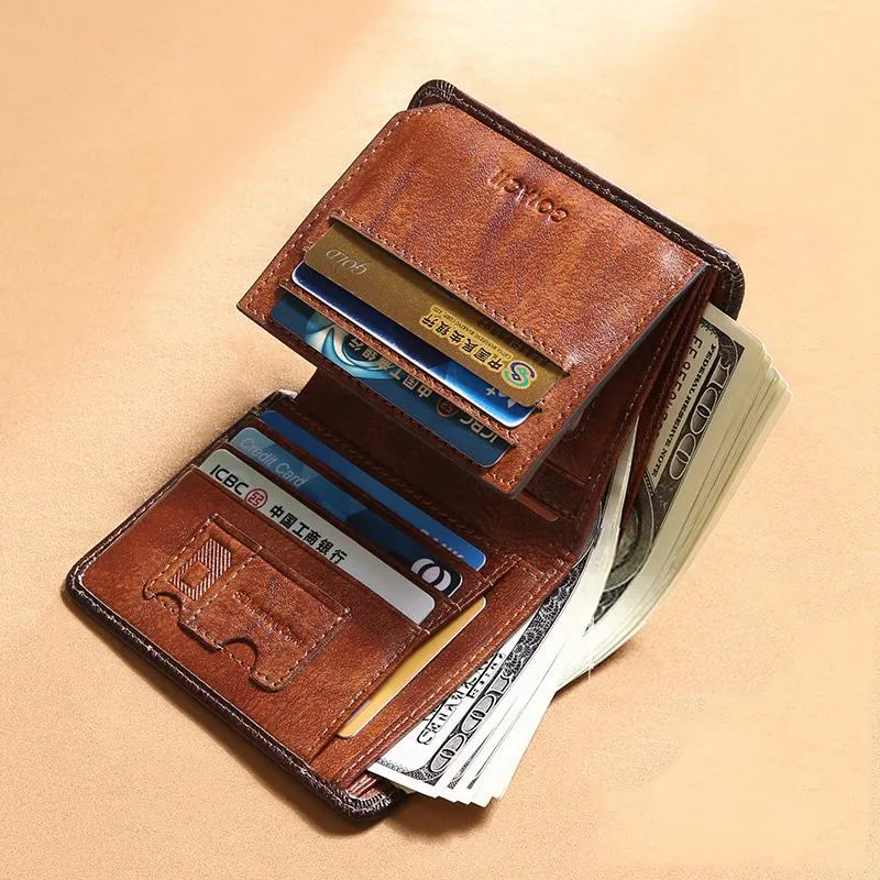 Luufan Retro Style Men's Wallet Men for Men rfid Anti盗難カードホルダー財布三倍大容量ウォレット199k