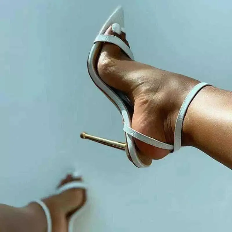 Litsting 2021 Новый стиль Сексуальная лодыжка ремешок зеленые женские высокие каблуки 11 см сандалии заостренные носки женские вечеринки обувь Sandalias de mujer y0721