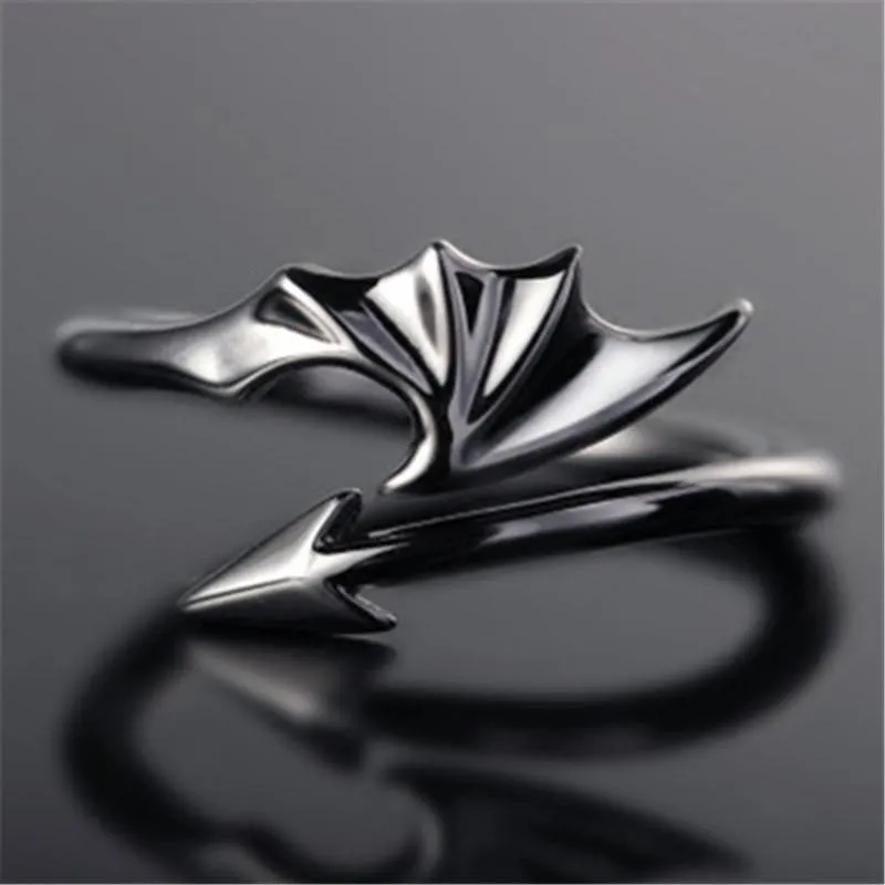 Cluster Rings Punk Style Titanium Brass Koakuma Little Devil Dragon Gothic Evil Vampire Open Ring Party Jewelry Accessories For Me220b