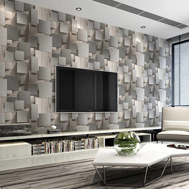 壁のためのモダンな3Dラティス不織布スエードの壁紙3Dリビングルームベッドルームテレビ背景壁紙装飾Q310W