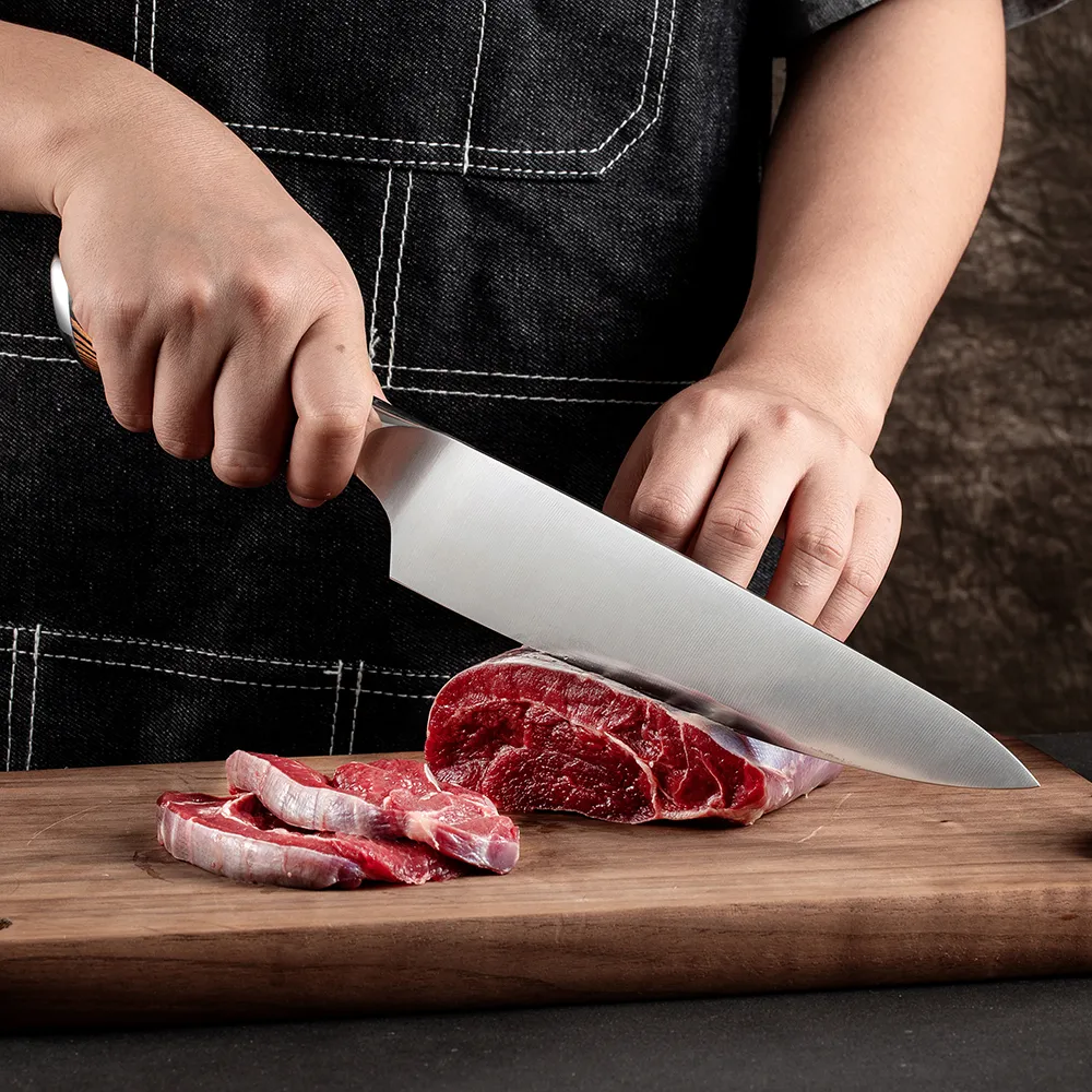 Кухонный инструмент Тесак для мяса Кованые шеф-повара LNIFE 5CR15 Нержавеющая сталь EAMASCUS Лазерные японские ножи239R