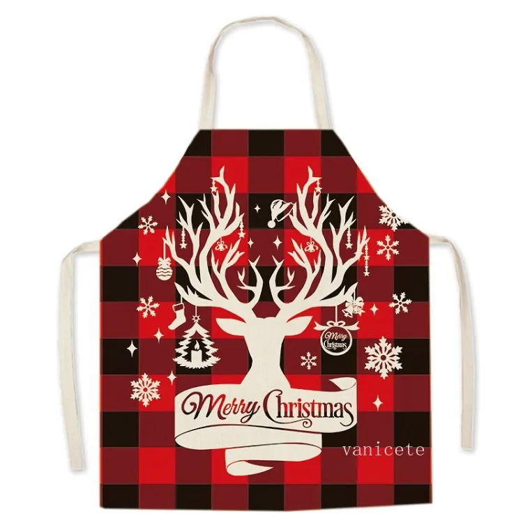 Tablier de Noël coton lin maison cuisine sans manches smock fête parent-enfant tablier décoratif T2I52806