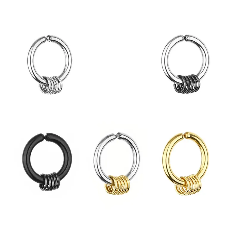 Clip on Ear Steel Painless Men's Stainless Fake Hoops Earrings for Teens Women Male Punk Cool Stuff Non Piercing Without Holes