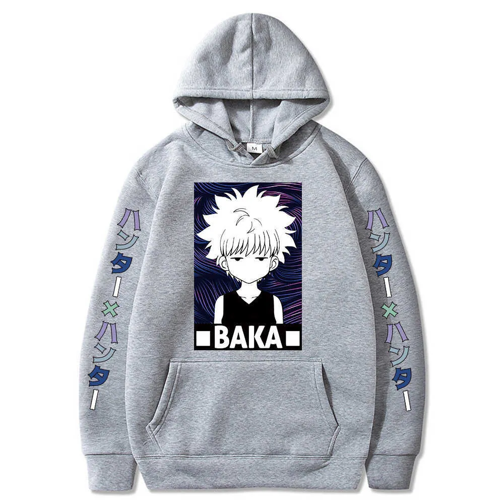 Hunter X Hunter Cute Anime Parted Hoodie Женщина 2021 Комфорт Killua Baka Harajuku Повседневная Толстовка Мода Начальник Женщины Hoody Y0727