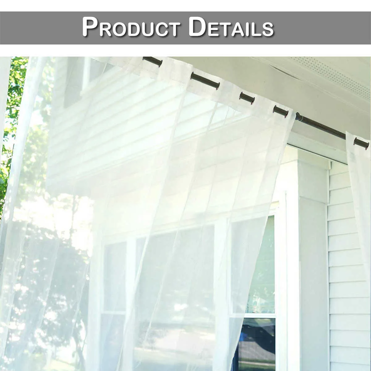 Waterproof Outdoor Patio Voile Sheer Curtains Summer Thermal Insulated Tulle Divider Lawn Curtain Yard Pergola Window Treatment 210712