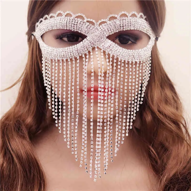 Kreativ och utsökt Rhinestone Eye Fashion Masquerade Ball Mask Shining Crystal Leisure Party Smycken Tillbehör
